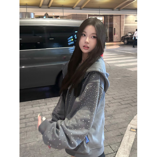 SHALIFORNIA 滿天星帽衫亮閃寬松拉鍊外套百搭星空高級感美式水鑽 SHALIFORNIA 滿天星帽衫亮閃寬松拉鍊外套百搭星空高級感美式水鑽