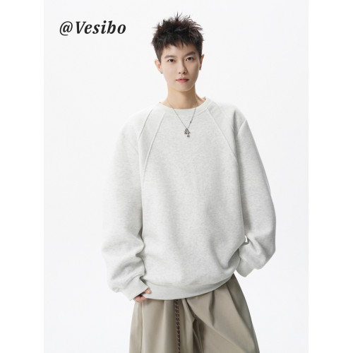 美式拼接圓領衛衣男秋季vibe高街百搭寬松上衣潮牌純色情侶打底衫 美式拼接圓領衛衣男秋季vibe高街百搭寬松上衣潮牌純色情侶打底衫