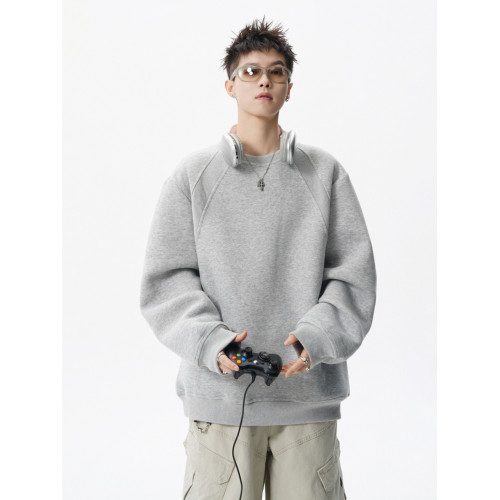 美式拼接圓領衛衣男秋季vibe高街百搭寬松上衣潮牌純色情侶打底衫 美式拼接圓領衛衣男秋季vibe高街百搭寬松上衣潮牌純色情侶打底衫