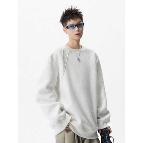 美式拼接圓領衛衣男秋季vibe高街百搭寬松上衣潮牌純色情侶打底衫 美式拼接圓領衛衣男秋季vibe高街百搭寬松上衣潮牌純色情侶打底衫