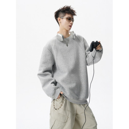 美式拼接圓領衛衣男秋季vibe高街百搭寬松上衣潮牌純色情侶打底衫 美式拼接圓領衛衣男秋季vibe高街百搭寬松上衣潮牌純色情侶打底衫