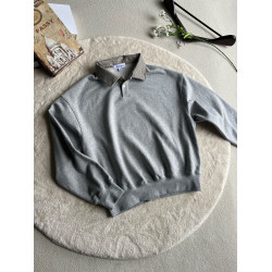 Xanvas千鳥格450g液氨空氣棉polo領紐釦衛衣花灰黑色套頭翻領老錢