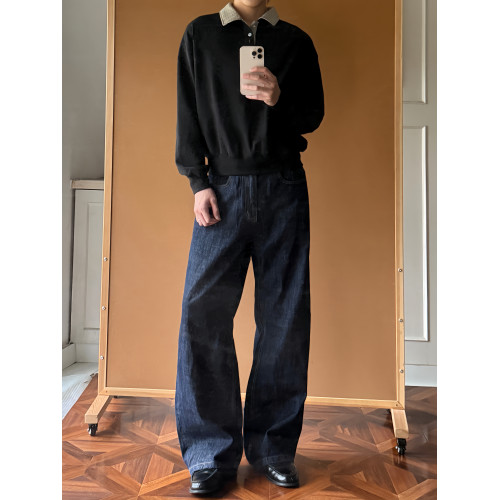 Xanvas千鳥格450g液氨空氣棉polo領紐釦衛衣花灰黑色套頭翻領老錢 Xanvas千鳥格450g液氨空氣棉polo領紐釦衛衣花灰黑色套頭翻領老錢