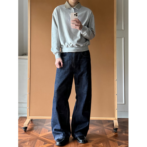 Xanvas千鳥格450g液氨空氣棉polo領紐釦衛衣花灰黑色套頭翻領老錢 Xanvas千鳥格450g液氨空氣棉polo領紐釦衛衣花灰黑色套頭翻領老錢