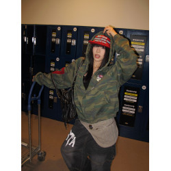 EAHO 美式潮牌迷彩加絨開衫連帽衛衣男女秋冬寬松休閒百搭帽衫