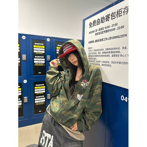 EAHO 美式潮牌迷彩加絨開衫連帽衛衣男女秋冬寬松休閒百搭帽衫 EAHO 美式潮牌迷彩加絨開衫連帽衛衣男女秋冬寬松休閒百搭帽衫