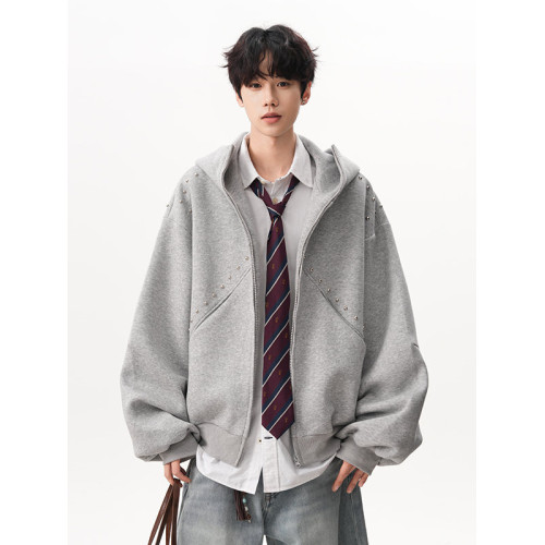 設計感鉚釘拼接杜賓犬耳連帽衛衣男女秋季潮小衆百搭重磅情侶外套 設計感鉚釘拼接杜賓犬耳連帽衛衣男女秋季潮小衆百搭重磅情侶外套