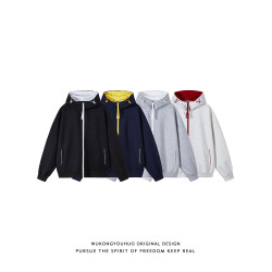 悟空有貨秋季撞色拉鍊開衫衛衣男女潮牌寬鬆情侶休閒百搭連帽外套