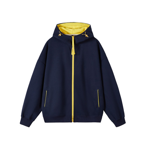 悟空有貨秋季撞色拉鍊開衫衛衣男女潮牌寬鬆情侶休閒百搭連帽外套