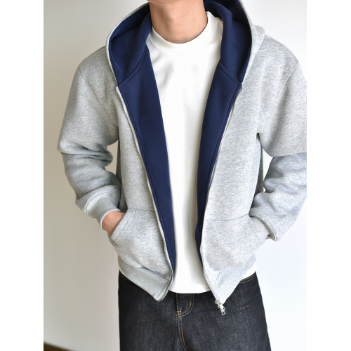 【雙拼色】重磅800G拉鍊連帽衛衣Boxy短款春季新開衫外套cleanfit