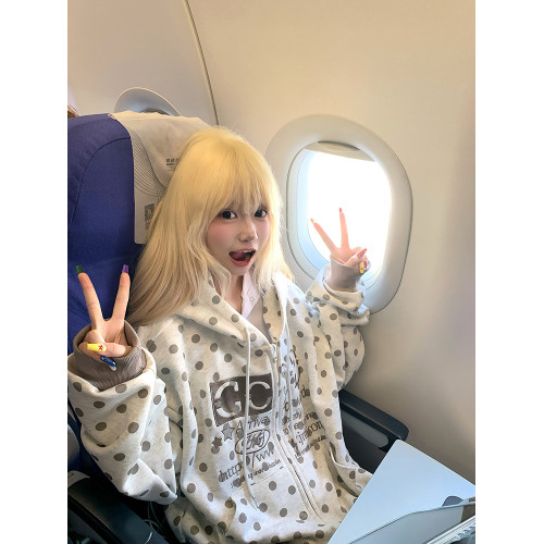 JMJ 自製美式波點字母刺綉連帽衛衣男女春秋寬松休閒百搭開衫帽衫 JMJ 自製美式波點字母刺綉連帽衛衣男女春秋寬松休閒百搭開衫帽衫