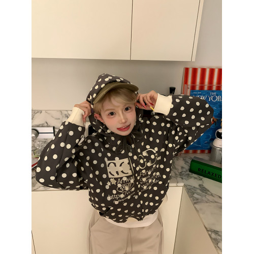 JMJ 自製美式波點字母刺綉連帽衛衣男女春秋寬松休閒百搭開衫帽衫 JMJ 自製美式波點字母刺綉連帽衛衣男女春秋寬松休閒百搭開衫帽衫