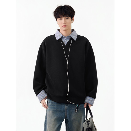 SHAPOES春秋季男生美式重磅寬松休閒衛衣情侶男士格子領襯衫上衣 SHAPOES春秋季男生美式重磅寬松休閒衛衣情侶男士格子領襯衫上衣