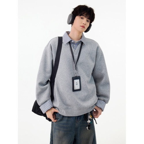 SHAPOES春秋季男生美式重磅寬松休閒衛衣情侶男士格子領襯衫上衣 SHAPOES春秋季男生美式重磅寬松休閒衛衣情侶男士格子領襯衫上衣