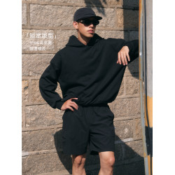 BOHRHOO25AW「450G高克重+恒溫蓄暖」短寬版型素色基礎連帽衛衣男