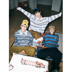 lemanism臘腸小狗條紋撞色翻領衛衣男款POLO衫潮牌秋季長袖T恤女