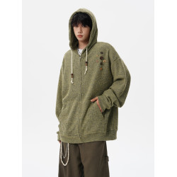 美式針織長袖衛衣男女秋季潮牌紐釦設計情侶外套復古寬松開衫上衣