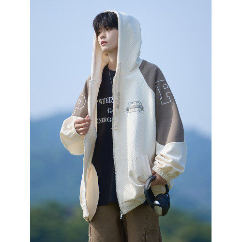 美式撞色提花開衫衛衣男款春秋冬季潮牌寬松休閒大碼男生連帽外套 美式撞色提花開衫衛衣男款春秋冬季潮牌寬松休閒大碼男生連帽外套