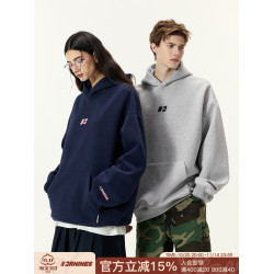 FORNINES刺綉重磅衛衣男款加絨連帽衫潮牌情侶秋冬加厚美式外套女