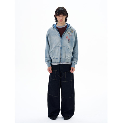 尾郎的店秋季美式慵懶chic衛衣男高級感小衆標簽印花做舊外套情侶 尾郎的店秋季美式慵懶chic衛衣男高級感小衆標簽印花做舊外套情侶