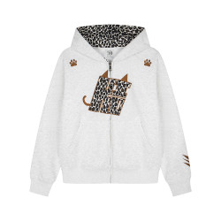 億萬少年BUFU美式復古豹紋小惡魔連帽衛衣男女加絨情侶款拉鍊外套