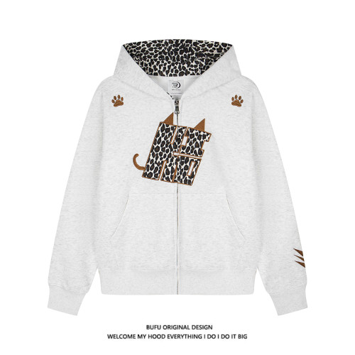 億萬少年BUFU美式復古豹紋小惡魔連帽衛衣男女加絨情侶款拉鍊外套 億萬少年BUFU美式復古豹紋小惡魔連帽衛衣男女加絨情侶款拉鍊外套