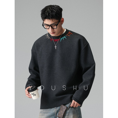 有術編織美式潮牌圓領衛衣男2025新款秋季寬松刺綉男款無帽長袖 有術編織美式潮牌圓領衛衣男2025新款秋季寬松刺綉男款無帽長袖