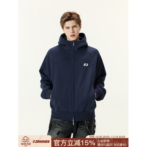 FORNINES雙拉鍊重磅微短款刺綉開衫衛衣男女潮牌連帽高領秋冬外套 FORNINES雙拉鍊重磅微短款刺綉開衫衛衣男女潮牌連帽高領秋冬外套
