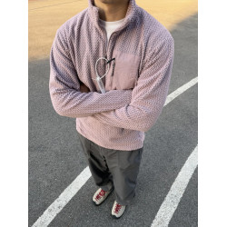 悍石 · HUMBLE STONE波浪紋肌理感情侶款戶外立領抓絨半拉鍊衛衣