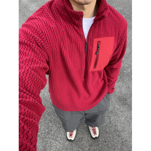 悍石 · HUMBLE STONE波浪紋肌理感情侶款戶外立領抓絨半拉鍊衛衣 悍石 · HUMBLE STONE波浪紋肌理感情侶款戶外立領抓絨半拉鍊衛衣