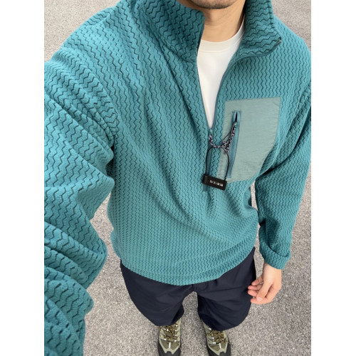 悍石 · HUMBLE STONE波浪紋肌理感情侶款戶外立領抓絨半拉鍊衛衣 悍石 · HUMBLE STONE波浪紋肌理感情侶款戶外立領抓絨半拉鍊衛衣