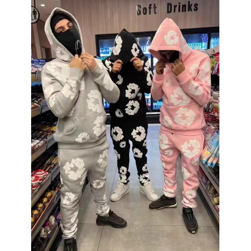 高品質DENIM TEARS木棉花髮泡迷彩滿印花美式VTG連帽衛衣男女帽衫 高品質DENIM TEARS木棉花髮泡迷彩滿印花美式VTG連帽衛衣男女帽衫