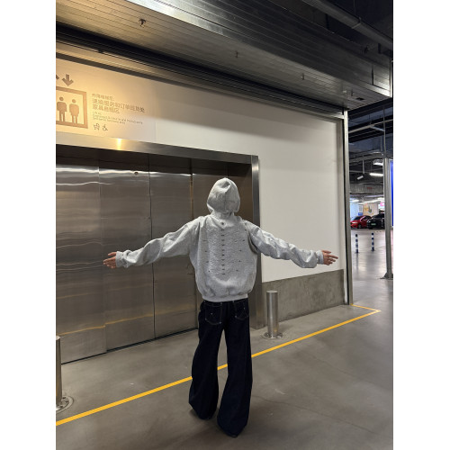 GMCS美式復古脊骨小衆金屬柳釘連帽衛衣做舊春秋休閒情侶上衣潮 GMCS美式復古脊骨小衆金屬柳釘連帽衛衣做舊春秋休閒情侶上衣潮