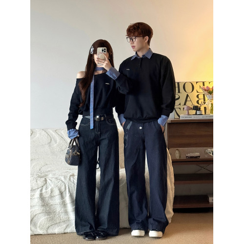 假兩件拼接衛衣秋季2025新款韓版長袖小衆露肩情侶裝一長一短上衣 假兩件拼接衛衣秋季2025新款韓版長袖小衆露肩情侶裝一長一短上衣