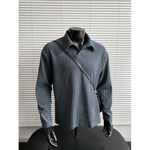 麥穗紋POLO衫衛衣男冬季老錢復古加厚男生內搭上衣肌理感長袖T恤 麥穗紋POLO衫衛衣男冬季老錢復古加厚男生內搭上衣肌理感長袖T恤