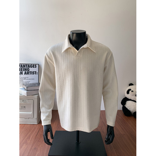 麥穗紋POLO衫衛衣男冬季老錢復古加厚男生內搭上衣肌理感長袖T恤 麥穗紋POLO衫衛衣男冬季老錢復古加厚男生內搭上衣肌理感長袖T恤