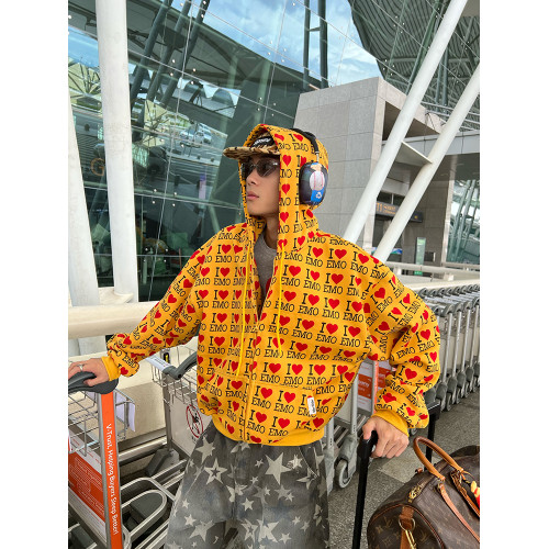 EAHO美式復古字母愛心長袖衛衣開衫男女春秋寬松休閒百搭潮流外套 EAHO美式復古字母愛心長袖衛衣開衫男女春秋寬松休閒百搭潮流外套