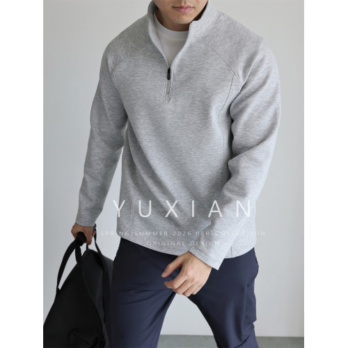 YUXIAN空氣感立領半拉鍊運動衛衣長袖保暖套頭休閒外套抗皺秋冬男 YUXIAN空氣感立領半拉鍊運動衛衣長袖保暖套頭休閒外套抗皺秋冬男