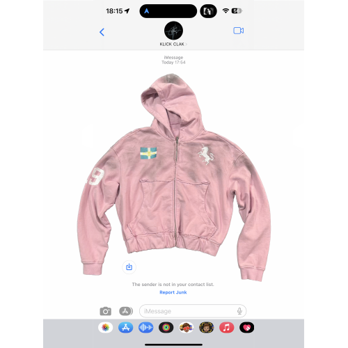 KLICKCLAK25AW 粉色噴髒泥染做舊水洗印花刺綉連帽拉鍊衛衣外套