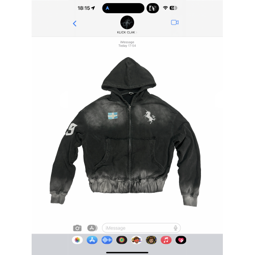 KLICKCLAK25AW 粉色噴髒泥染做舊水洗印花刺綉連帽拉鍊衛衣外套