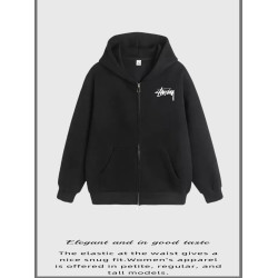 瑞斯圖西STUSSY骰子圖案連帽衛衣外套寬松休閒百搭拉鍊外套男女