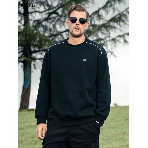 英爵倫 重磅珠地棉 圓領衛衣男秋冬運動休閒內搭加絨長袖打底上衣