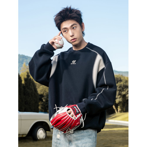 400G重磅圓領撞色衛衣冬季高街潮牌寬松運動上衣松弛感休閒外套男 400G重磅圓領撞色衛衣冬季高街潮牌寬松運動上衣松弛感休閒外套男