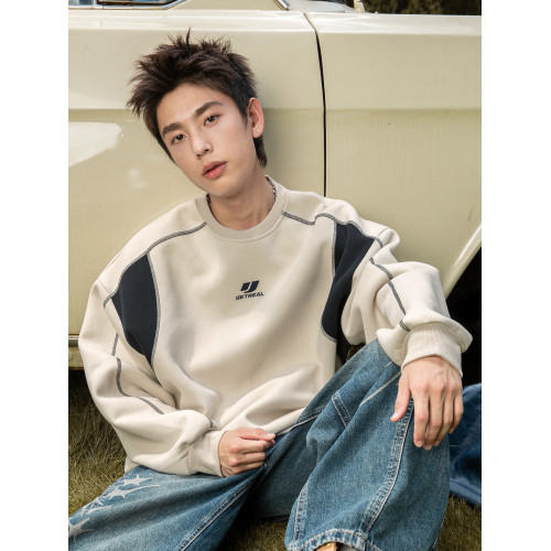 400G重磅圓領撞色衛衣冬季高街潮牌寬松運動上衣松弛感休閒外套男 400G重磅圓領撞色衛衣冬季高街潮牌寬松運動上衣松弛感休閒外套男