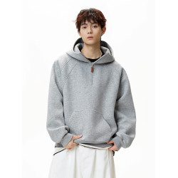 550G重磅半拉鍊連帽衛衣外套男女秋季潮牌加厚純色情侶連帽衫上衣