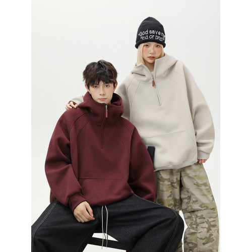 550G重磅半拉鍊連帽衛衣外套男女秋季潮牌加厚純色情侶連帽衫上衣 550G重磅半拉鍊連帽衛衣外套男女秋季潮牌加厚純色情侶連帽衫上衣