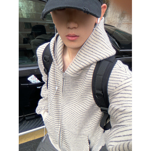 逃離光復南 美式2025早秋新款條紋拉鍊開衫連帽衛衣男女情侶外套 逃離光復南 美式2025早秋新款條紋拉鍊開衫連帽衛衣男女情侶外套