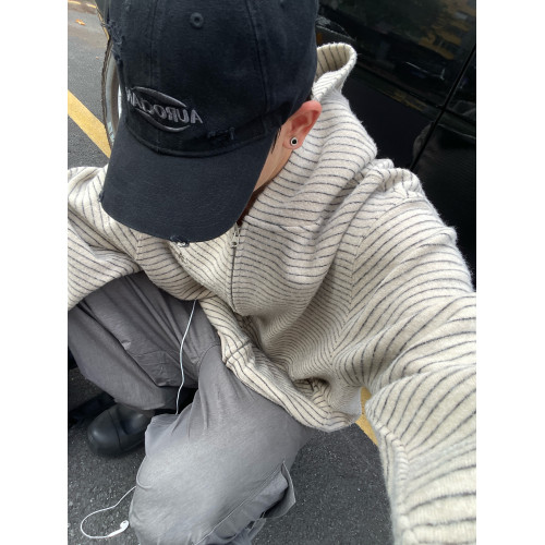 逃離光復南 美式2025早秋新款條紋拉鍊開衫連帽衛衣男女情侶外套 逃離光復南 美式2025早秋新款條紋拉鍊開衫連帽衛衣男女情侶外套