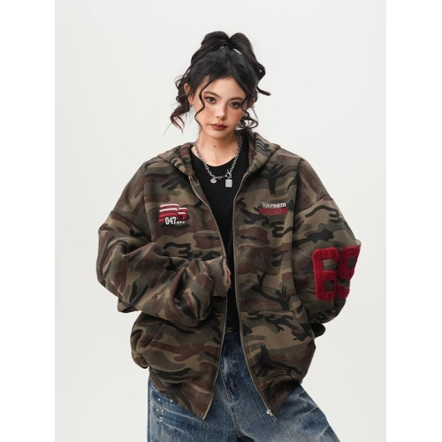 美式復古迷彩開衫連帽衛衣男女秋季潮牌百搭夾克寬松休閒帽衫外套 美式復古迷彩開衫連帽衛衣男女秋季潮牌百搭夾克寬松休閒帽衫外套