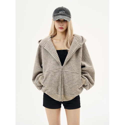 MaxDstr 美式復古2025早秋新款條紋拉鍊開衫連帽衛衣男女情侶外套 MaxDstr 美式復古2025早秋新款條紋拉鍊開衫連帽衛衣男女情侶外套